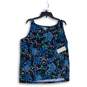 NWT Chico's Womens Blue Floral Round Neck Sleeveless Pullover Blouse Top Size 3 image number 1