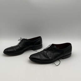 Mens Black Leather Cap Toe Wingtip Lace-Up Derby Dress Shoes Size 10.5