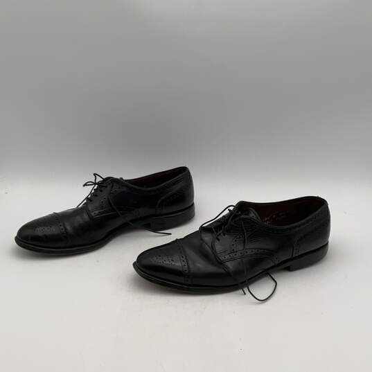 Mens Black Leather Cap Toe Wingtip Lace-Up Derby Dress Shoes Size 10.5 image number 1