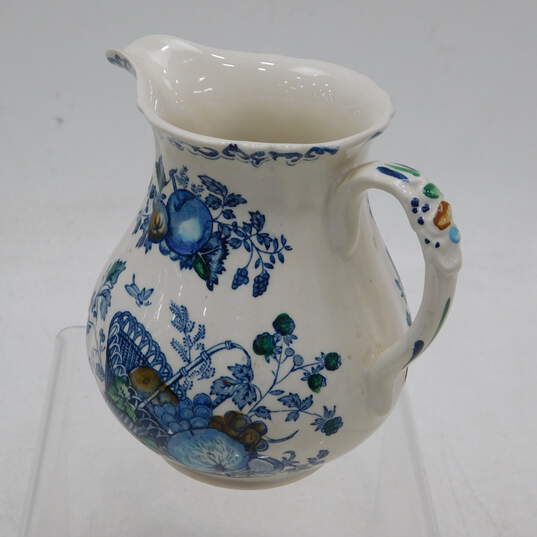 2 Mason's Ironstone Blue Fruit Basket  5in and  6in Pitchers image number 4