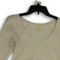 Womens White Tiered Waffle Knit Scoop Neck Pullover Blouse Top Size XS image number 3