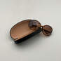 Womens Brown Black Tortoise Full Rim Round Sunglasses With Black Case image number 1