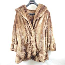 Jones New York Women Brown Faux Fur Coat L