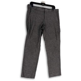 Womens Gray Flat Front Straight Leg Slash Pockets Dress Pants Size 10