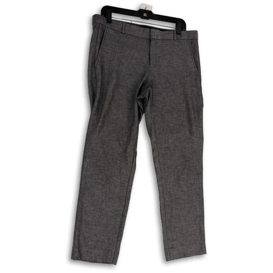 Womens Gray Flat Front Straight Leg Slash Pockets Dress Pants Size 10 image number 1
