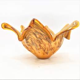 Murano Art Glass Large Amber Bowl Dish Home Decor alternative image