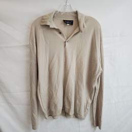Mount Cashmere Long Sleeve Quarter Button Pullover Sweater Size L