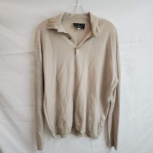 Mount Cashmere Long Sleeve Quarter Button Pullover Sweater Size L image number 1