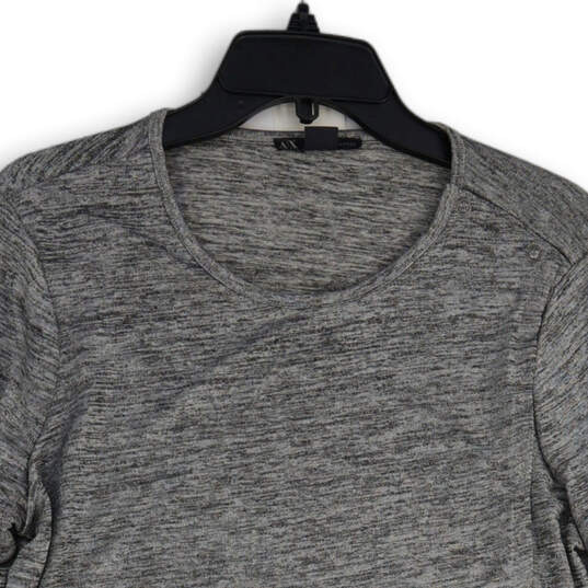 Womens Gray Heather Zip Detail Long Sleeve Round Neck Blouse Top Size S image number 3