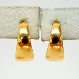 VNTG Crown Trifari Gold Tone Clip-On Hoop Earrings 5.5g alternative image