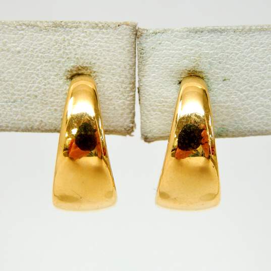 VNTG Crown Trifari Gold Tone Clip-On Hoop Earrings 5.5g image number 2