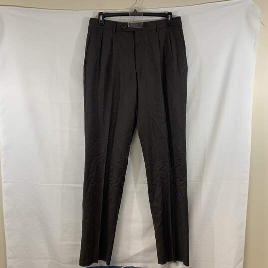 Men's Grey-Brown Jos. A. Bank Unhemmed Dress Pants, Sz. 35R image number 1