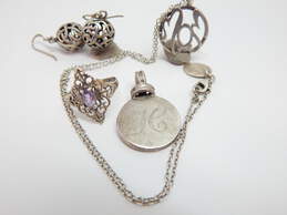 Artisan 925 Mom & H Initial Monogram Pendant Necklaces Celtic Knot Drop Earrings & Amethyst Pointed Ring 21.3g