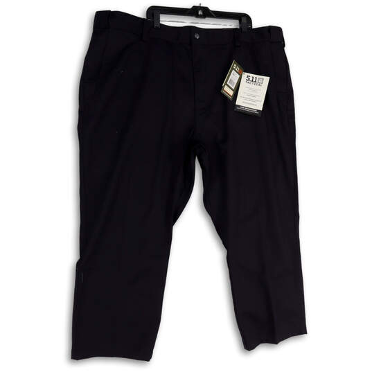 NWT Mens Blue Flat Front Slash Pockets Cropped Formal Dress Pants Size 50 image number 1