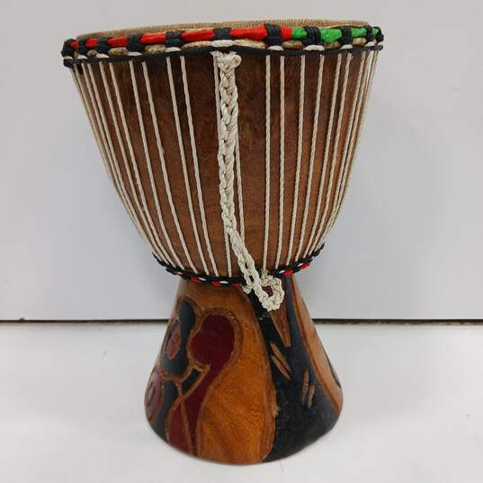 Djembe Wooden Carved Design Hand Drum image number 3