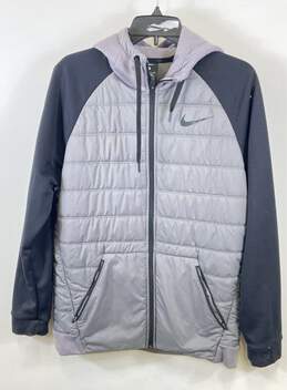 Nike Men Gray Therma Hoodie Full Zip Jacket M