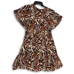NWT Anthropologie Womens Multicolor Short Sleeve V-Neck Mini Dress Size Small alternative image