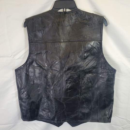 Italian Stone Men Black Leather Vest SZ XL image number 1