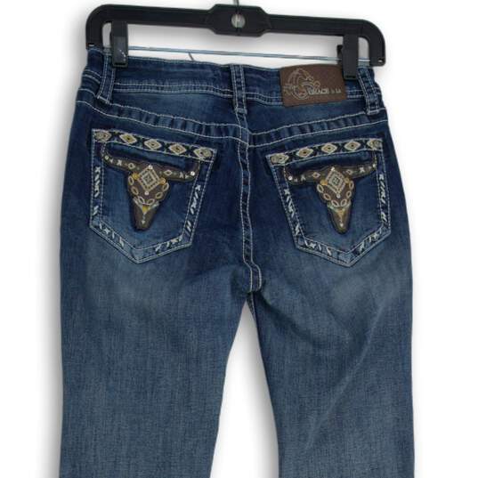 Womens Blue Denim Medium Wash 5-Pocket Design Bootcut Jeans Size 25 image number 4