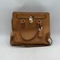 Michael Kors Womens Hamilton Brown Leather Bag Charm Satchel Bag Purse image number 1