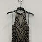 Womens Black Silver Sleeveless Halter Neck Sequin Back Zip Mini Dress Sz XS image number 3