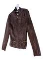 Express Women's Brown Long Sleeve Pockets Leather Motorcycle Jacket Size Small image number 3