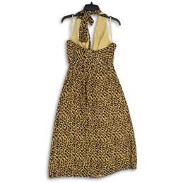 NWT Womens Yellow Black Cheetah Print Halter Neck Midi A-Line Dress Size 10 alternative image