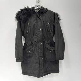 Women’s DKNY Faux Fur Trim Cinched Waist Jacket Sz M