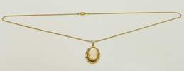 Vintage Gold Filled Nephrite Brooch Carved Cameo Necklace & Chain Bracelet 30.2g alternative image