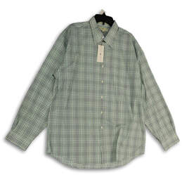 NWT Mens Green White Long Sleeve Point Collar Button-Up Shirt Size X-Large alternative image