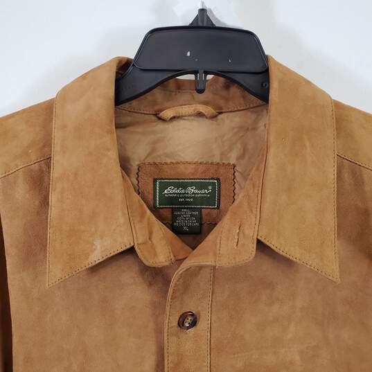 Eddie Bauer Men's Brown Leather Jacket SZ XL image number 2