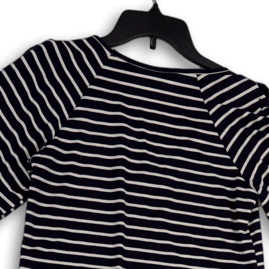 NWT Womens Black White Striped V-Neck Short Sleeve Shift Dress Sz S image number 4
