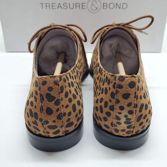 Treasure Bond Monty-Lea  Women's Flat Lace Up Cheetah Print Suede Size 6M image number 3