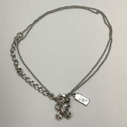 Designer Kate Spade Silver-Tone Clear Crystal Stone Ribbon Pendant Necklace alternative image