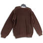 Mens Brown Knitted Long Sleeve Round Neck Pullover Sweater Size XXL image number 2