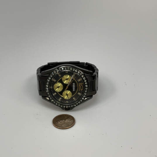 Designer Fossil ES3205 Black Chronograph Round Dial Analog Wristwatch image number 2
