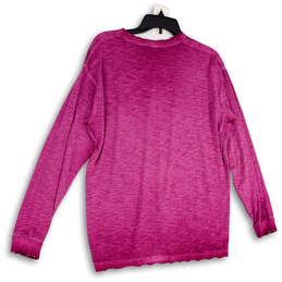 Womens Pink Crew Neck Long Sleeve Side Slit Pullover T-Shirt Size Medium alternative image