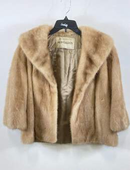 Montaldo's Womens Brown Long Sleeve Shawl Collar Fur Winter Jacket Size Large