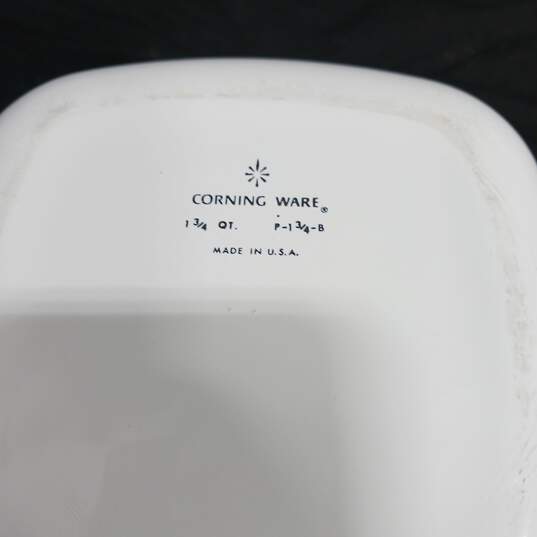 Pair of White Corning Ware Dishes w/ 1 Lid image number 5