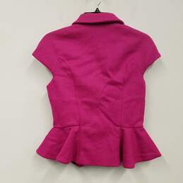 Womens Pink Wool Cap Sleeve Notch Lapel Single Breasted Coat Size 4 alternative image