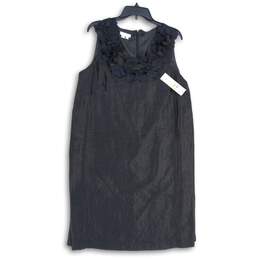 NWT London Times Womens Black Sleeveless Back-Zip Shift Dress Size 16W