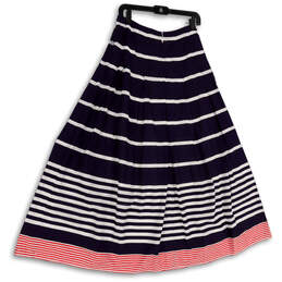Womens Blue White Striped Back Zip Nautical Long Maxi Skirt Size 6L alternative image