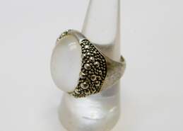 Michael Dawkins 925 White Mother of Pearl Shell Cabochon Granulated Bubbles Chunky Ring 17.5g alternative image