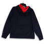 Womens Navy Blue Pink  Long Sleeve Kangaroo Pocket Pullover Hoodie Size L image number 2