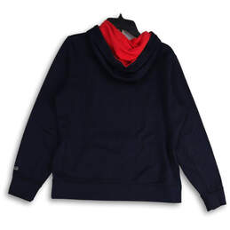 Womens Navy Blue Pink  Long Sleeve Kangaroo Pocket Pullover Hoodie Size L alternative image