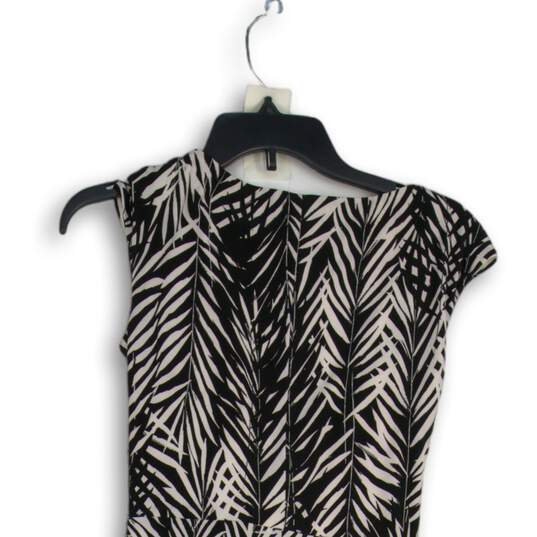 Lauren Ralph Lauren Womens Black White Leaf Print Cap Sleeve Sheath Dress Size 2 image number 4