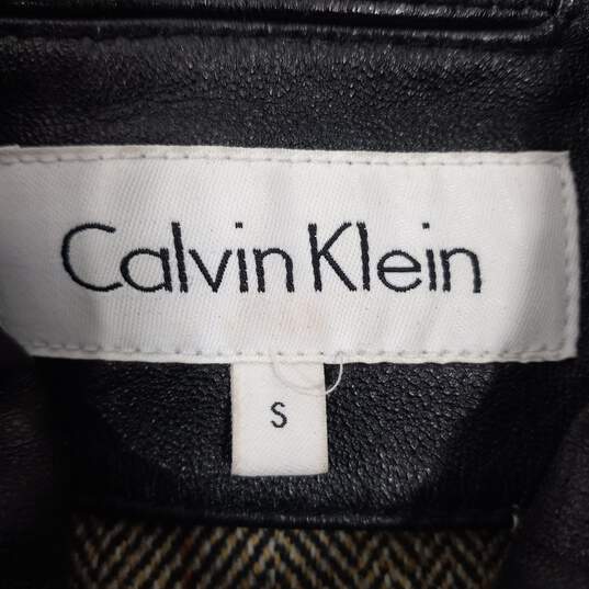 Calvin Klien Men's Black Leather Full Zip Jacket Size S image number 3
