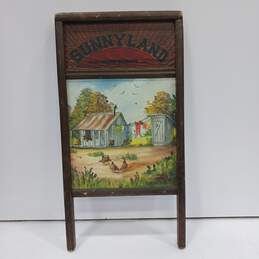 Traveling Salesman Wood Hand-Painted Sunnyland Columbus Washboard  No 2090