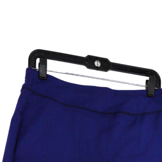 Womens Blue Flat Front Elastic Waist Side Slit Short Skort Skirt Size M image number 2