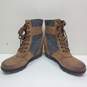 Sorel Lexie Women Wedge Boots Brown Gray Felt Leather Round Toe Lace Up Size 6.5 image number 3